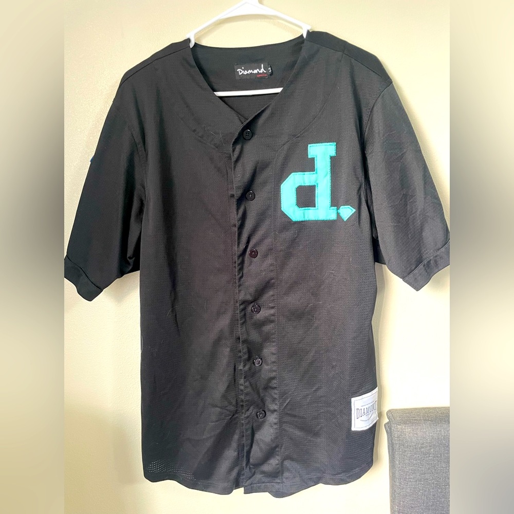 Diamond Supply Co. Diamond Supply 1998 Diamond Black Logo Baseball Jersey MEDIUM